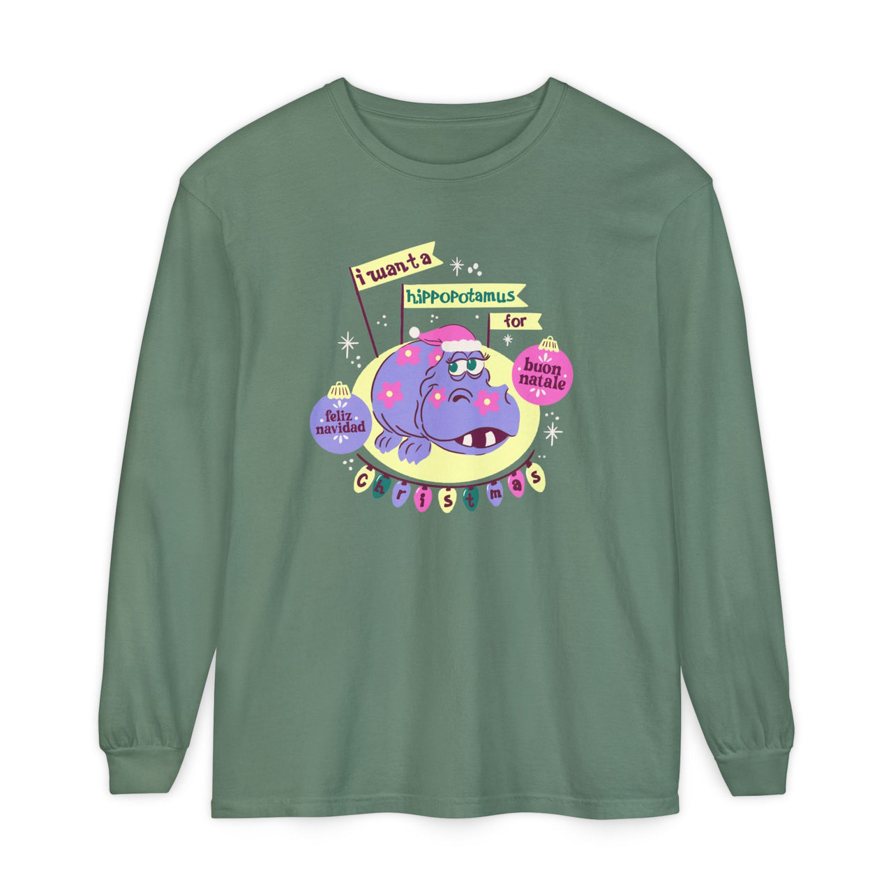 Long Sleeve - Hippo Christmas