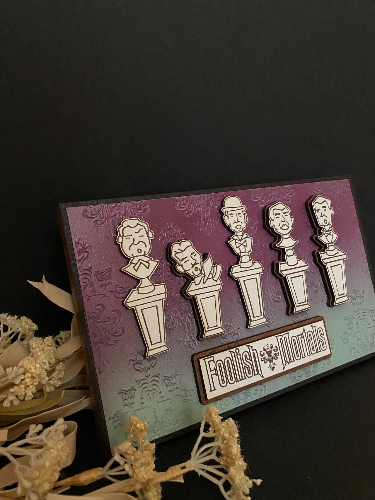 Wooden Glow-in-the-Dark Foolish Mortals Sign