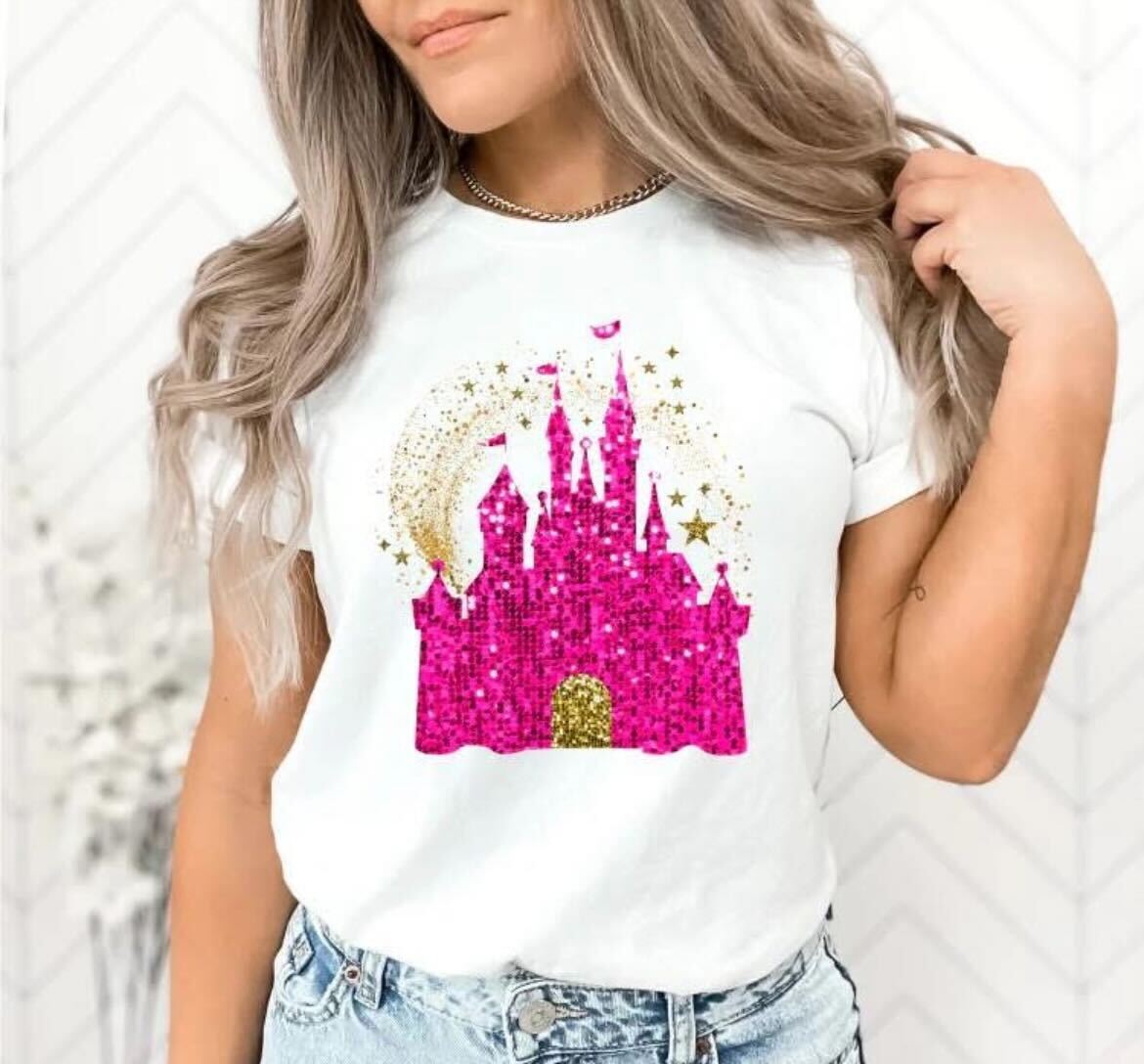 YOUTH White Faux Sequin Castle Tee