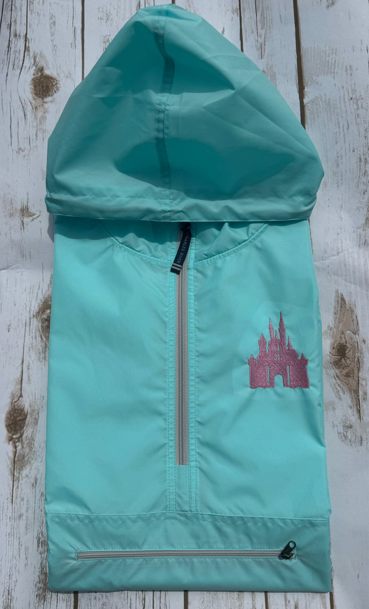 Aqua Quarter Zip Charles River Rain Jacket- Metallic Pink Castle