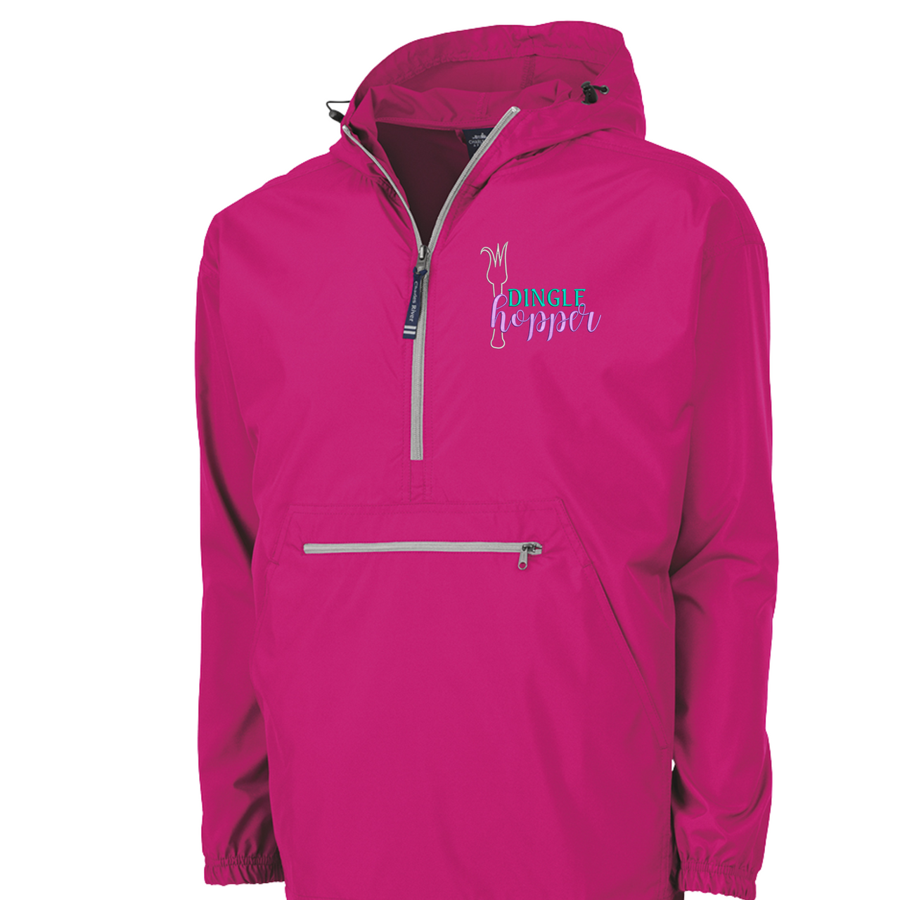 Quarter Zip Charles River Rain Jacket- Hot Pink DingleHopper