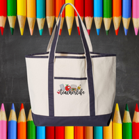 Thumbnail for Embroidered Teacher Life Tote