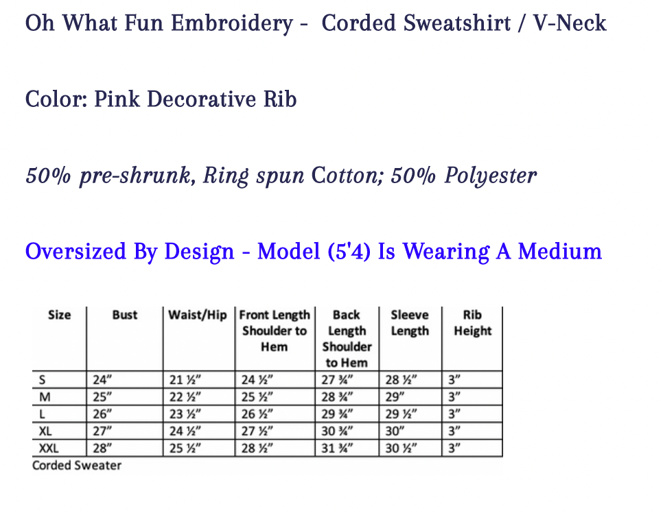 Oh What Fun Embroidered Pink Corded Fleece