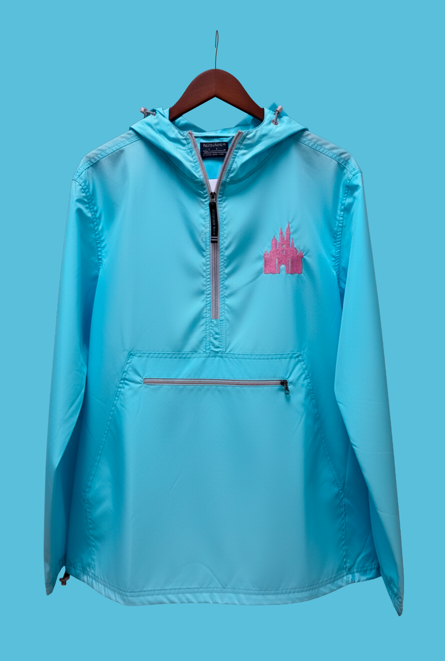 Aqua Quarter Zip Charles River Rain Jacket- Metallic Pink Castle