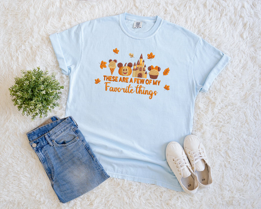 Chambray Embroidered Fall Favorite Things Tee (Pre-Order)