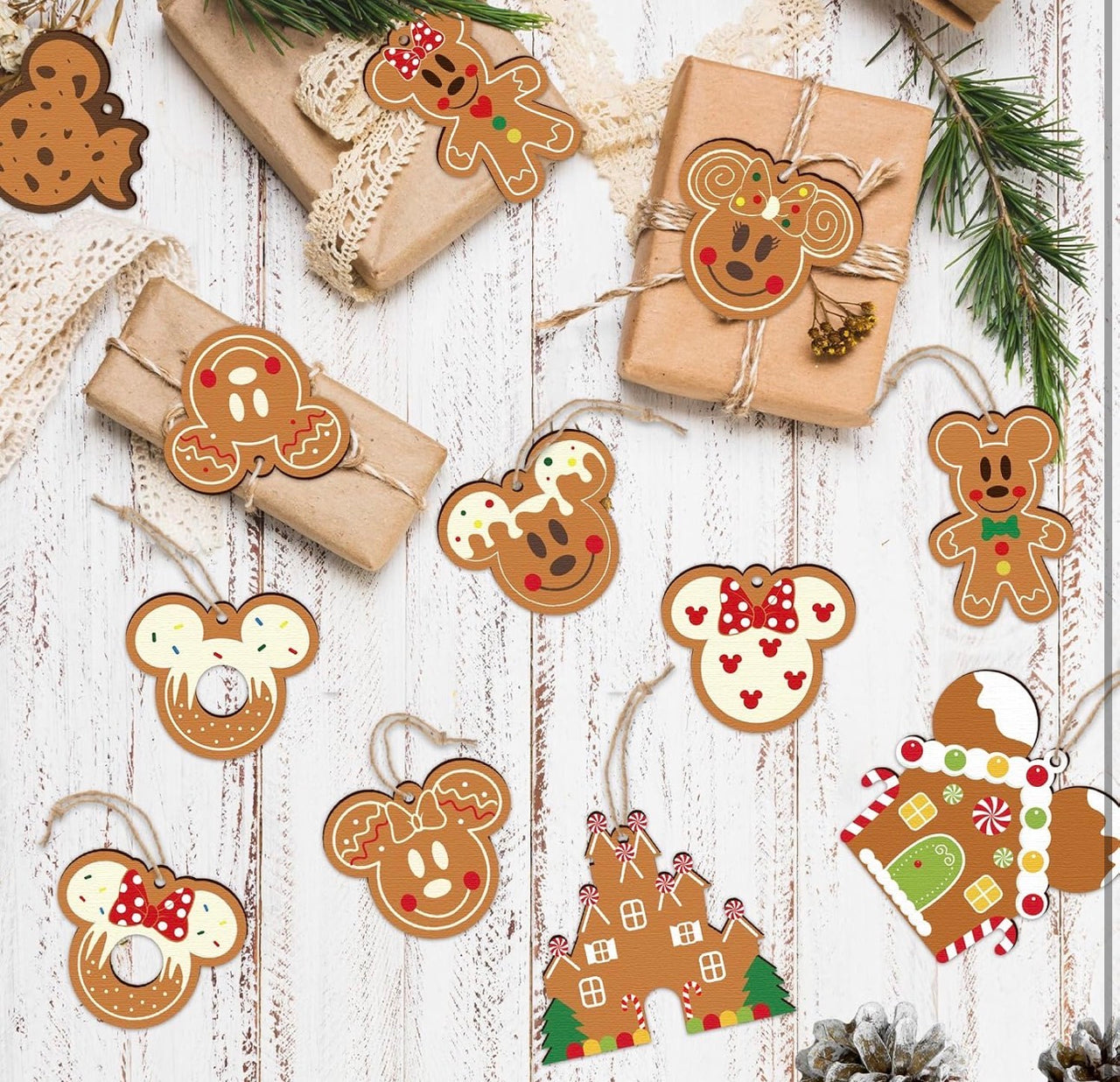 Gingerbread 24 Piece Wooden Ornament Set  (Pre-Order)