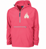 Sparkly Castle Embroidered Coral Rain Jacket Quarter Zip