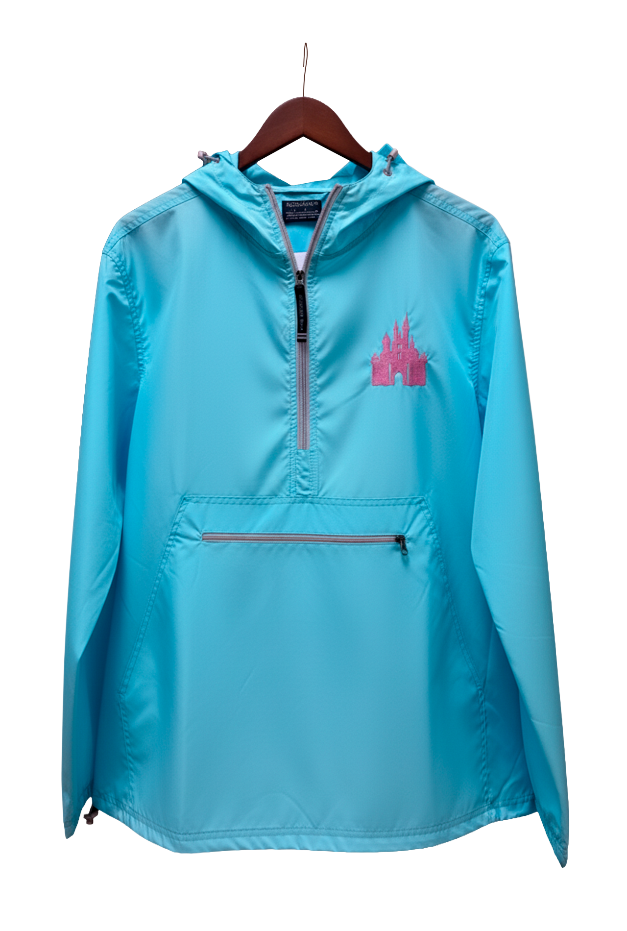 Aqua Quarter Zip Charles River Rain Jacket- Metallic Pink Castle