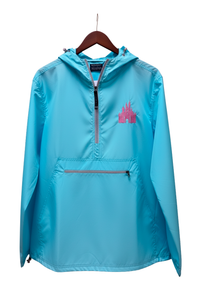 Thumbnail for Aqua Quarter Zip Charles River Rain Jacket- Metallic Pink Castle