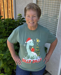 Thumbnail for Tee - Light Green Holly Jolly