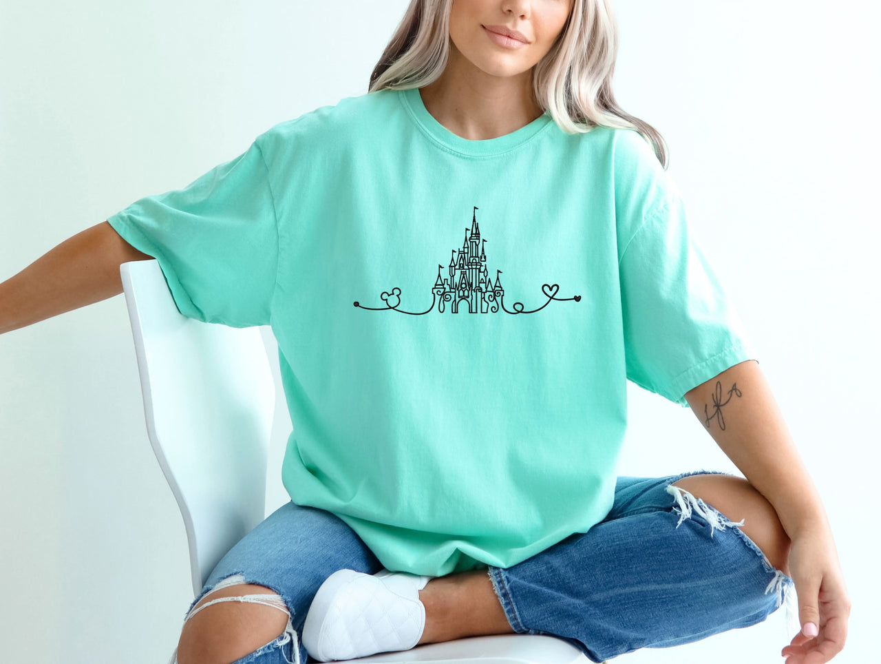 Island Reef Embroidered Line Art Castle Tee (Pre-Order)