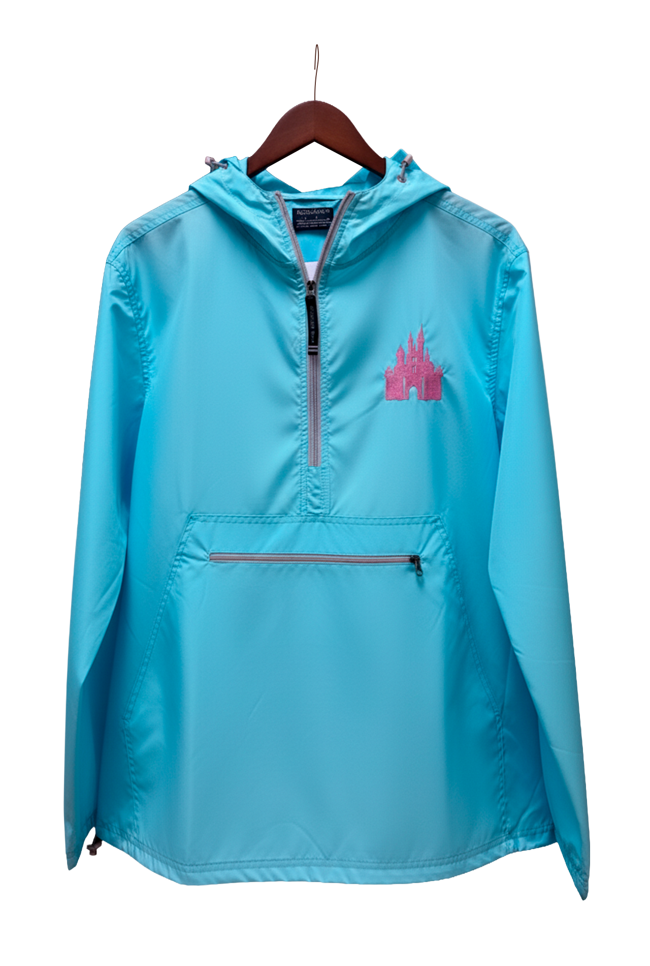 Aqua Quarter Zip Charles River Rain Jacket- Metallic Pink Castle
