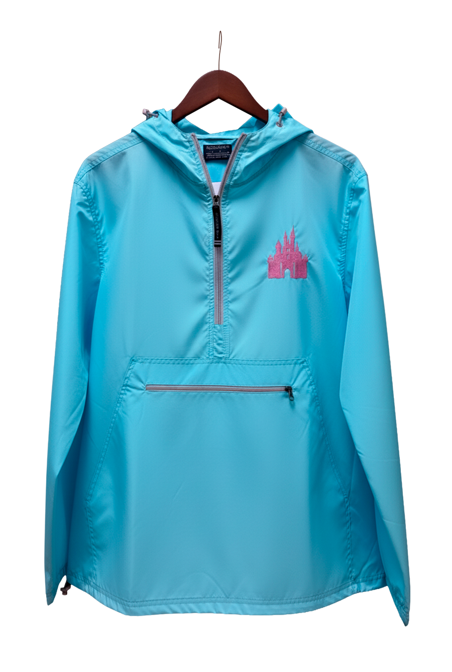 Aqua Quarter Zip Charles River Rain Jacket- Metallic Pink Castle