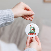 Thumbnail for Holly Jolly Dino Ceramic Ornament, Holiday Decorations, Unique Keepsake
