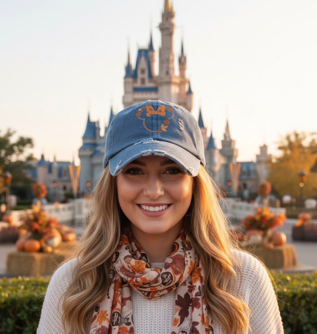 Denim Fall Embroidered Hat (Pre-Order)