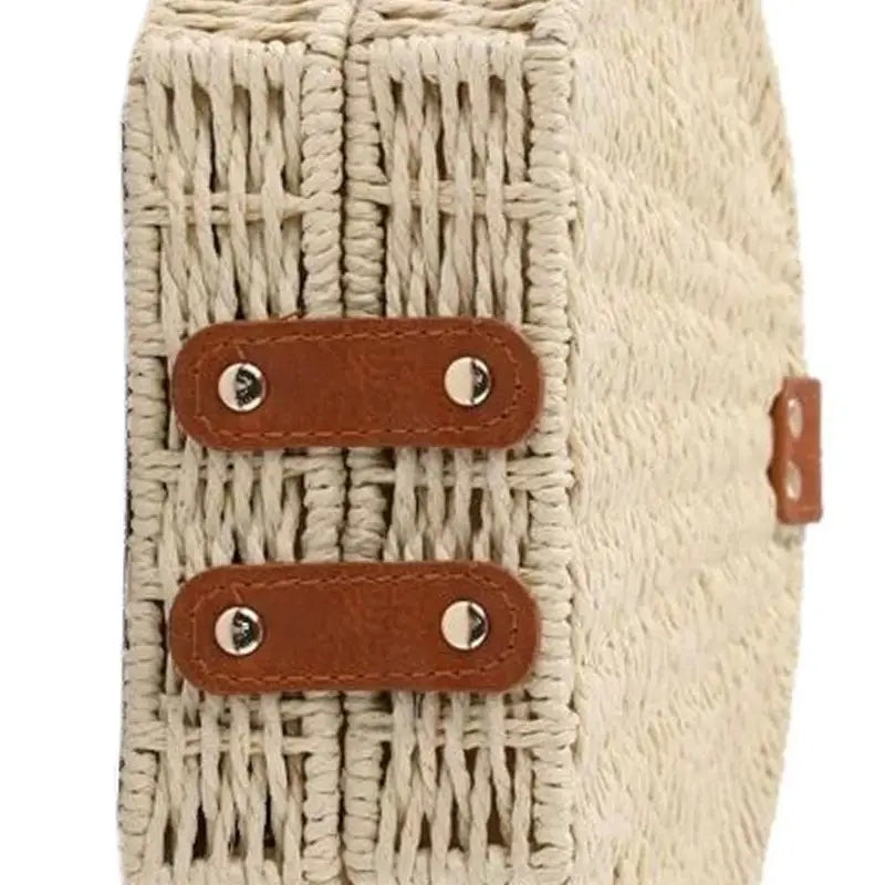 Ear Rattan Straw Wicker Basket Frame Crossbody Evening Bag