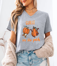 Thumbnail for V-Neck Athletic Grey Cutest In The Patch Tee (pre-order)