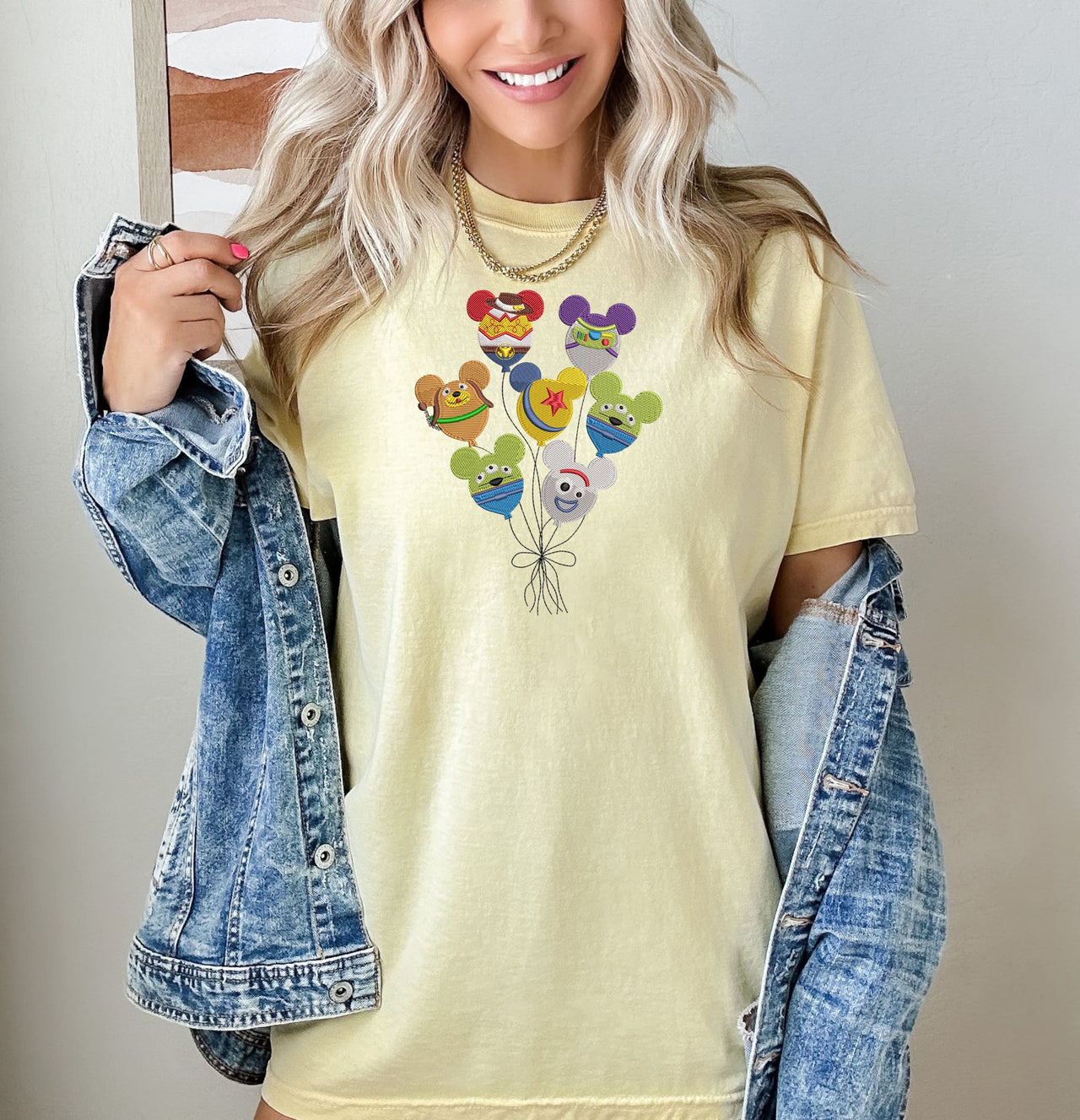 Banana Character Balloon Embroidered Tee  (pre-order)