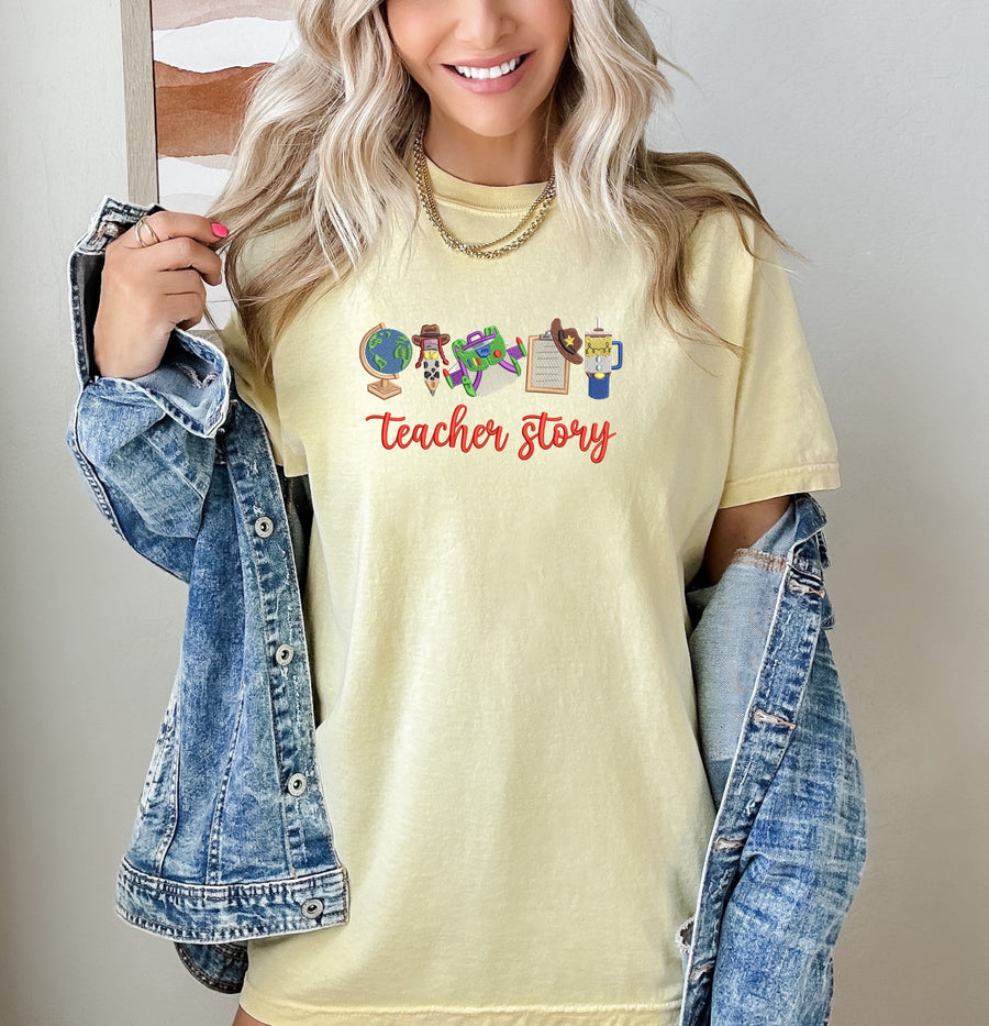 Embroidered Banana Teacher Story Tee (pre-order)