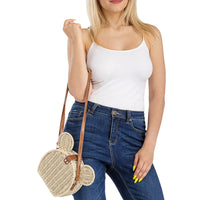 Thumbnail for Ear Rattan Straw Wicker Basket Frame Crossbody Evening Bag