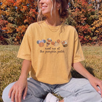 Thumbnail for Mustard Embroidered Meet Me At The Pumpkin Patch Tee (Pre-Order)