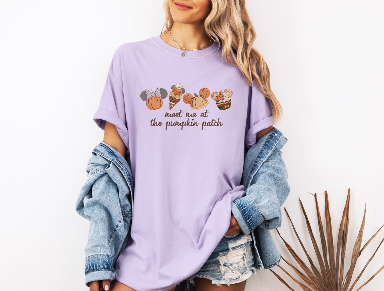 Orchid Embroidered Meet Me At The Pumpkin Patch Tee (Pre-Order)