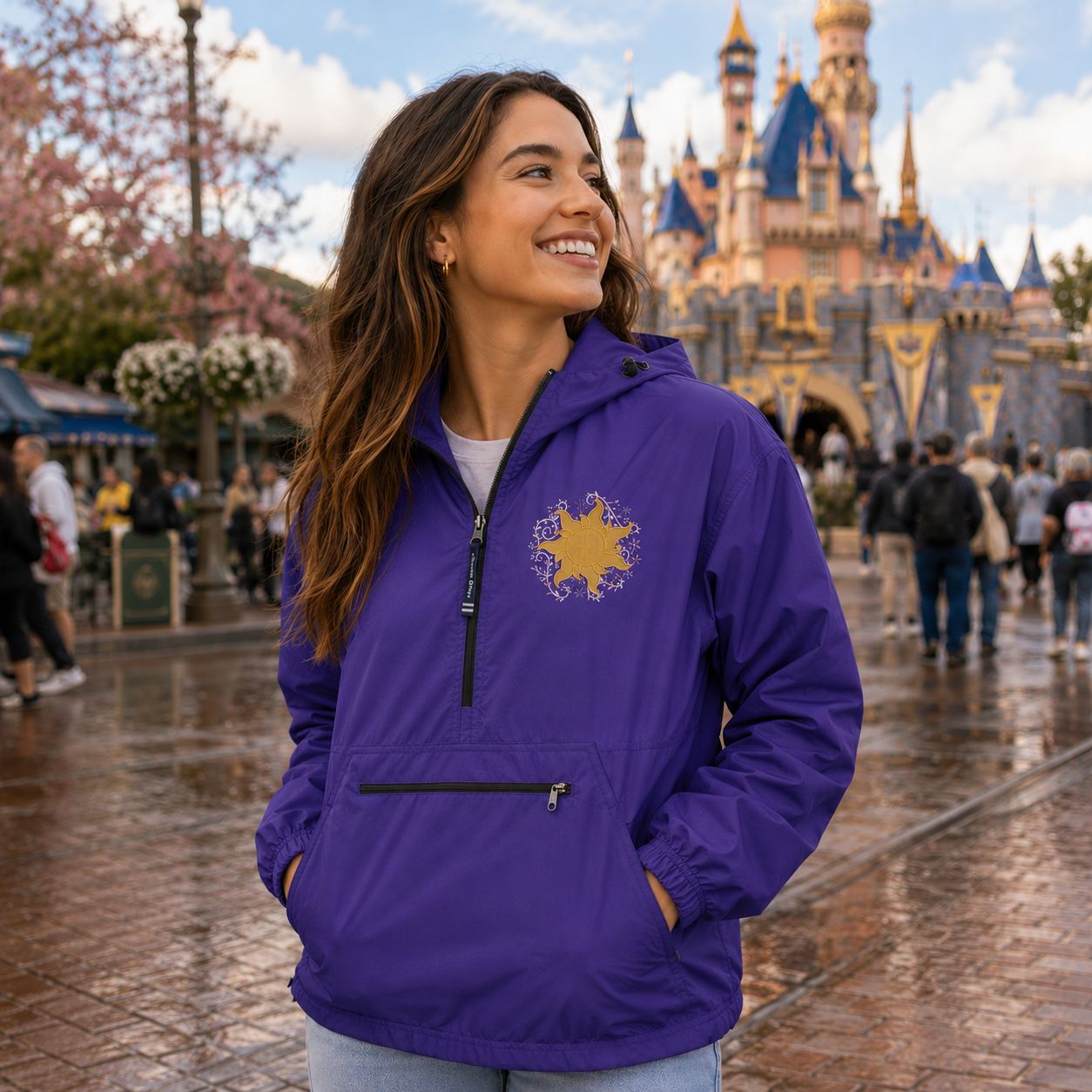 Purple Embroidered Golden Sun Rain Jacket Quarter Zip (Pre-Order)