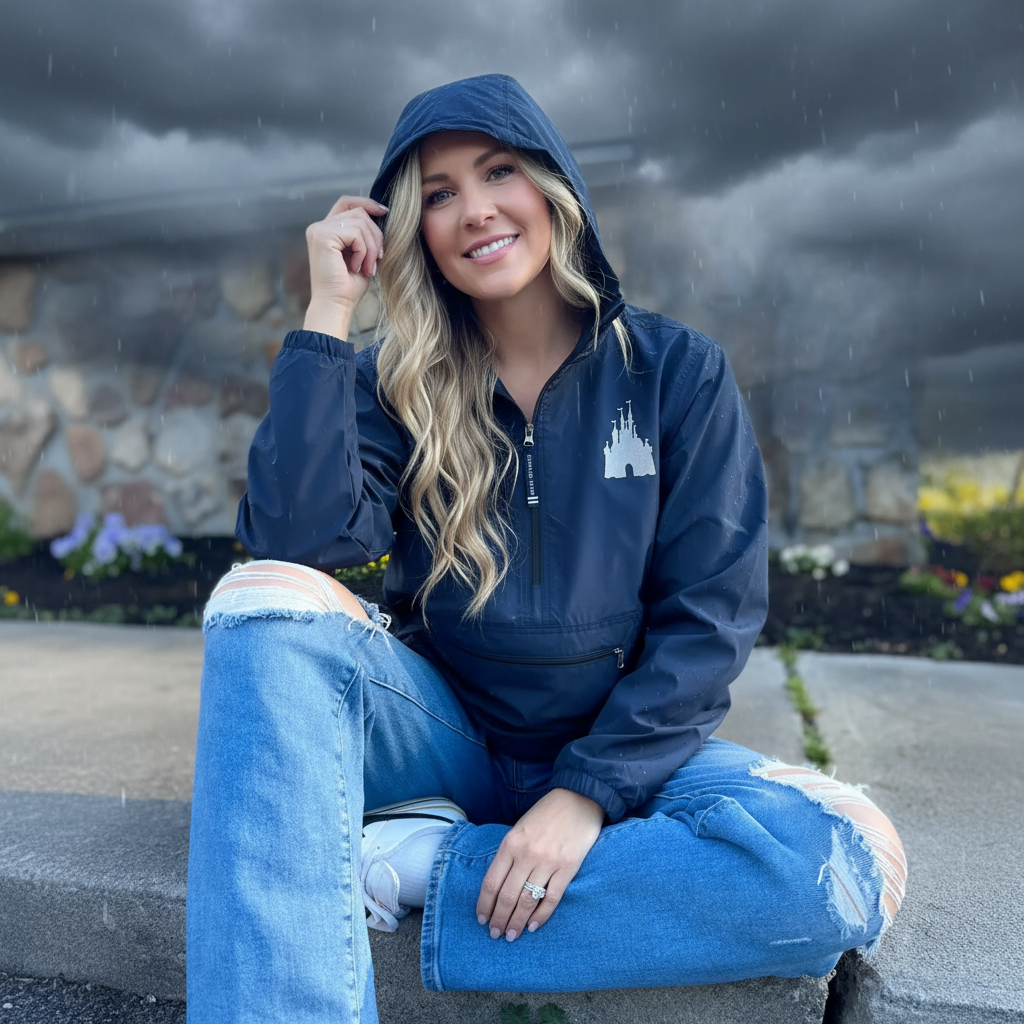 Sparkly Castle Navy Rain Jacket Quarter Zip