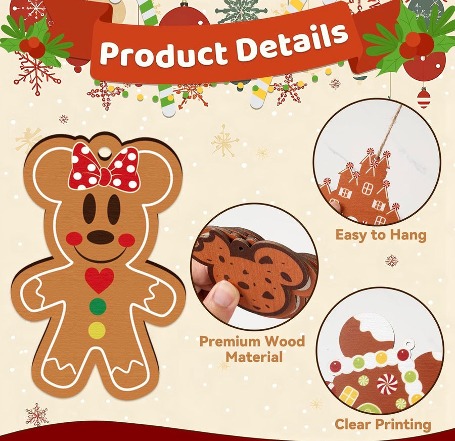 Gingerbread 24 Piece Wooden Ornament Set  (Pre-Order)