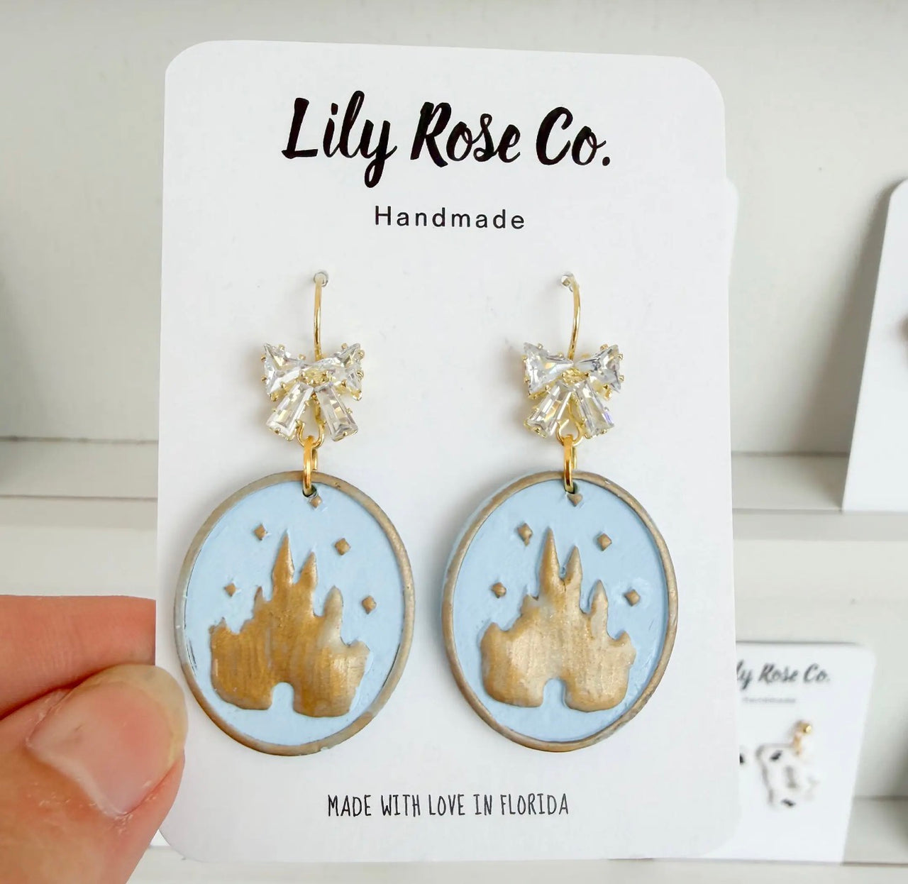 Clay Princess Blue Castle Earrings (Pre-Order)