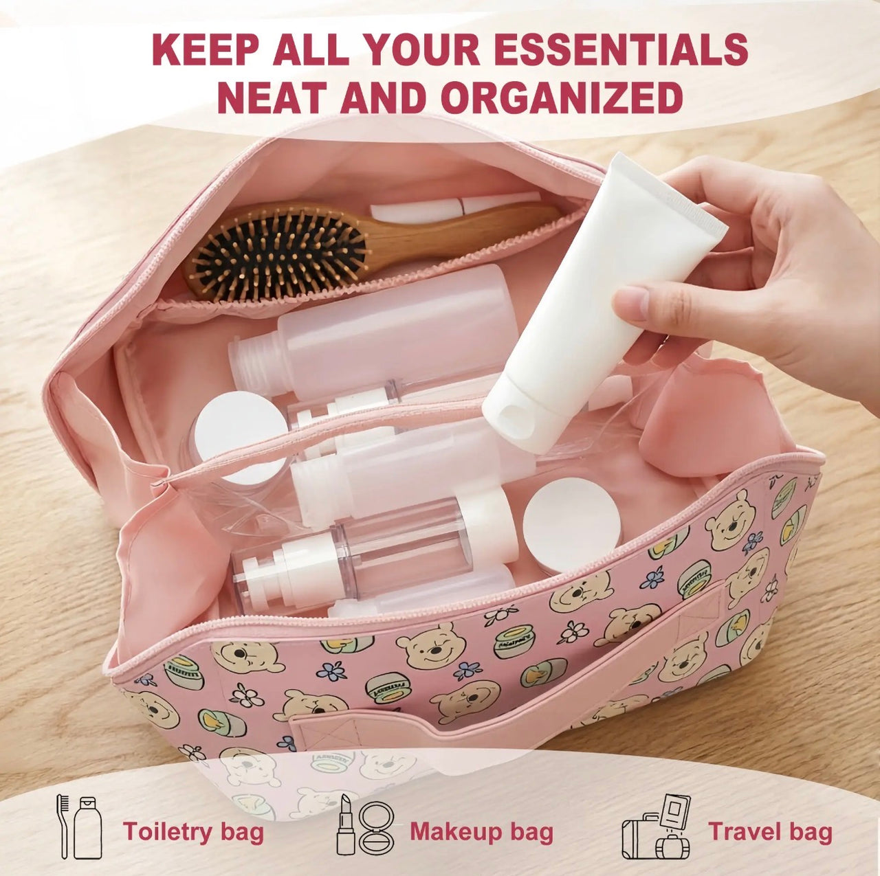 Pink Winnie Foldable Cosmetic Bag (Pre-Order)
