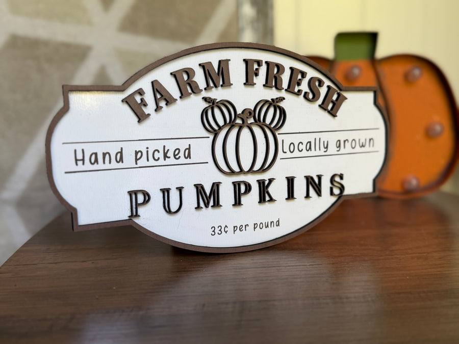 Farm Fresh Pumpkins Wooden Sign (Pre-Order)