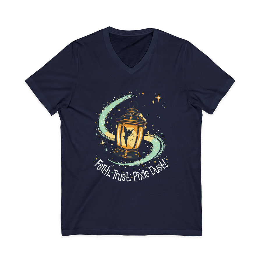 V-Neck Navy Faith, Trust, and Pixie Dust Tee