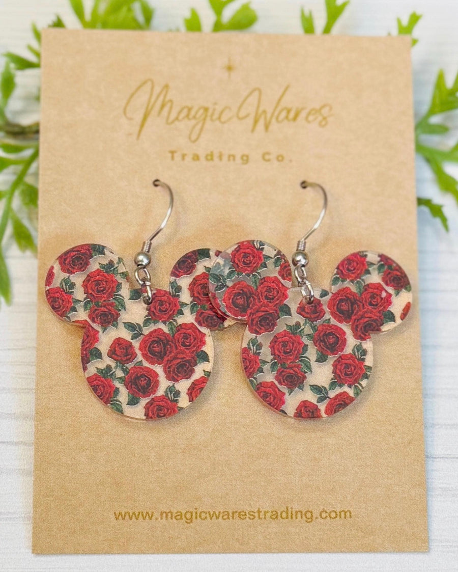 Red Roses Dangle Earrings (Pre-Order)