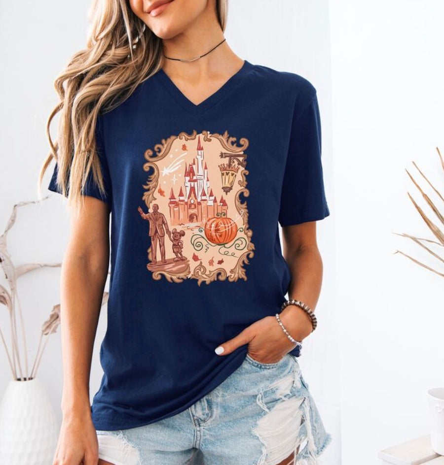 V-Neck Navy Fall Sketch Tee (Pre-Order)