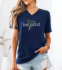 Thumbnail for V-Neck Navy Be Kind Tee (Pre-Order)