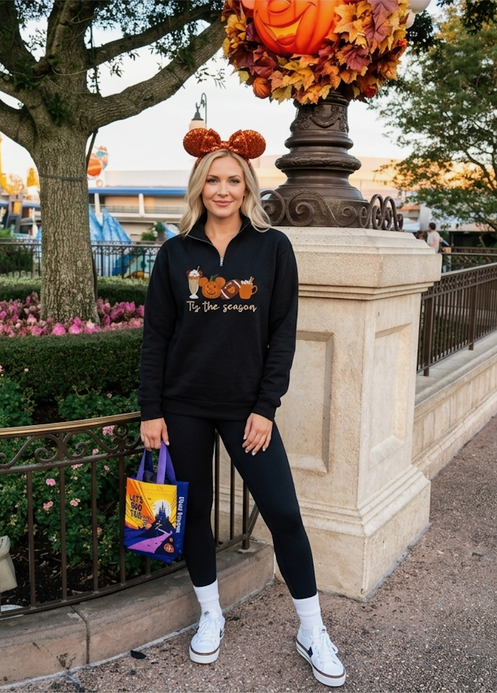 Black Quarter Zip Embroidered Fall Tis The Season  (Pre-Order)