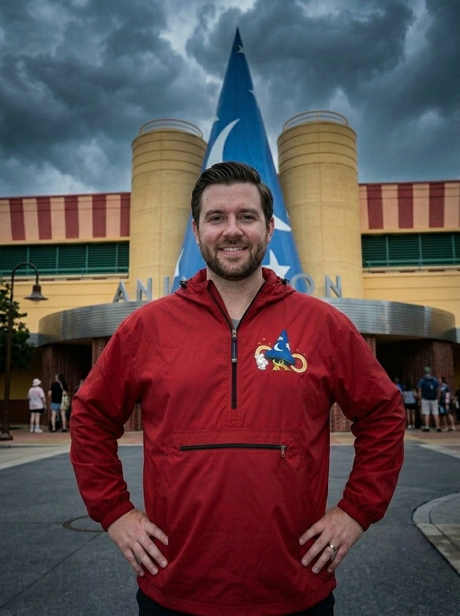 Quarter Zip Red Sorcerer Hat Embroidered Rain Jacket (Pre-Order)