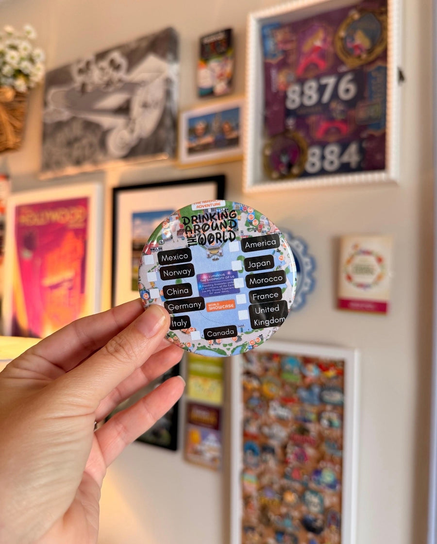 Drinking Around The World Pin Back Button (Pre-Order)