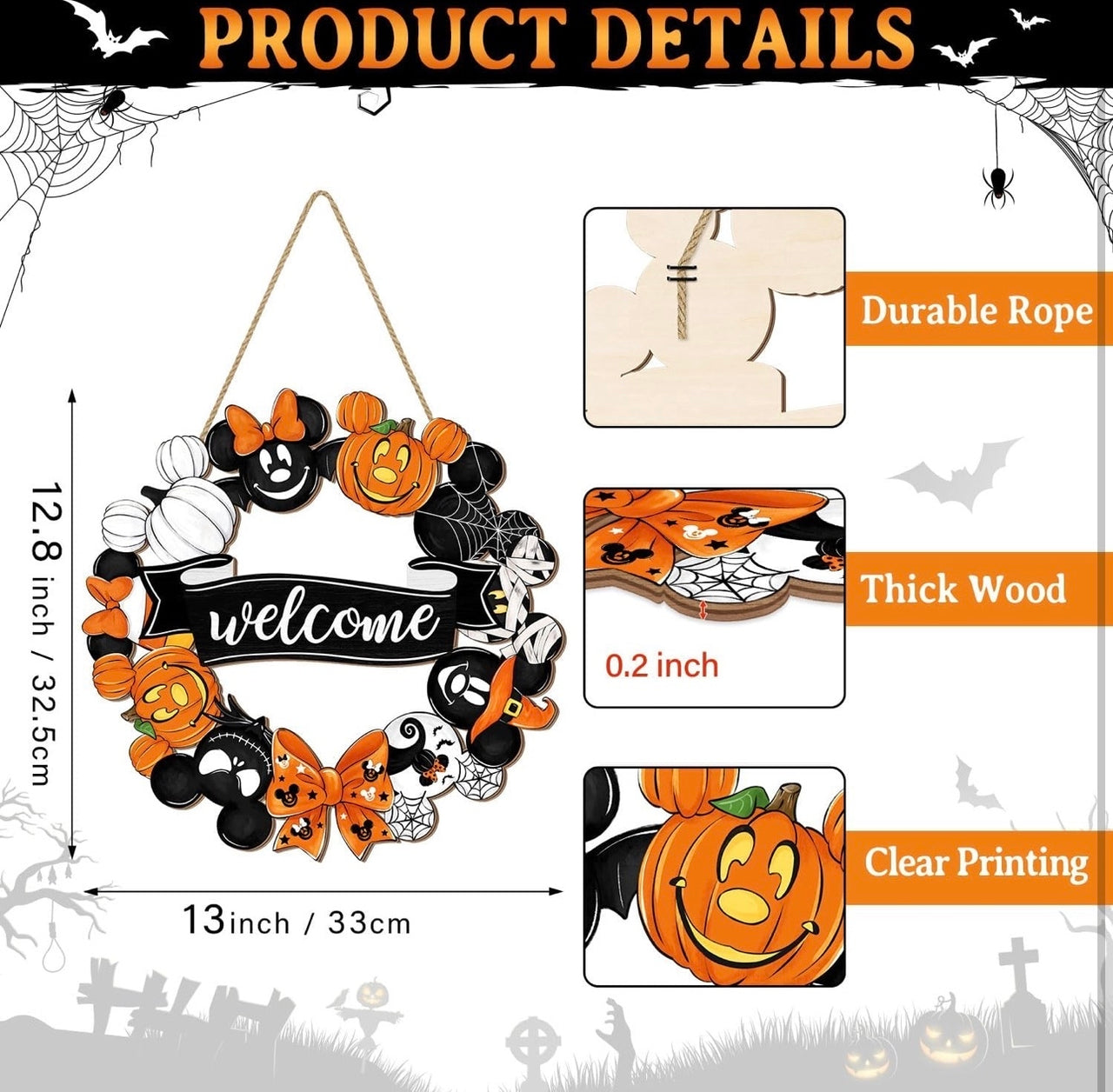 Welcome Halloween Door Wreath (Pre-Order)