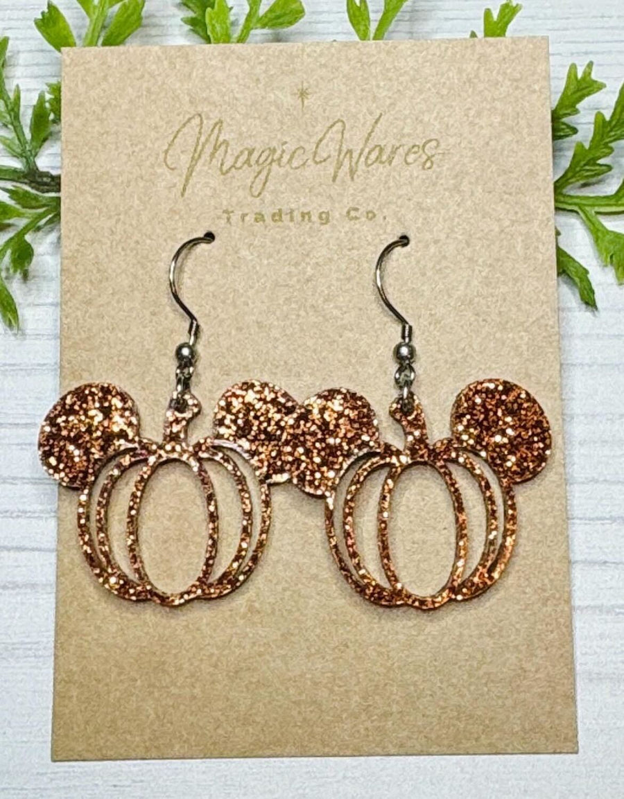 Glitter Pumpkin Dangle Earrings (Pre-Order)