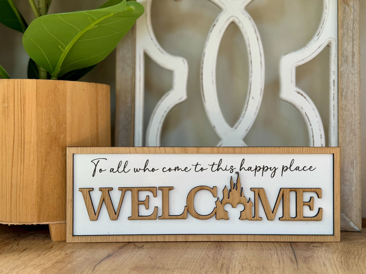 Rectangular Welcome To This Happy Place Sign  (Pre-Order)