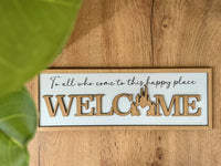Thumbnail for Rectangular Welcome To This Happy Place Sign  (Pre-Order)