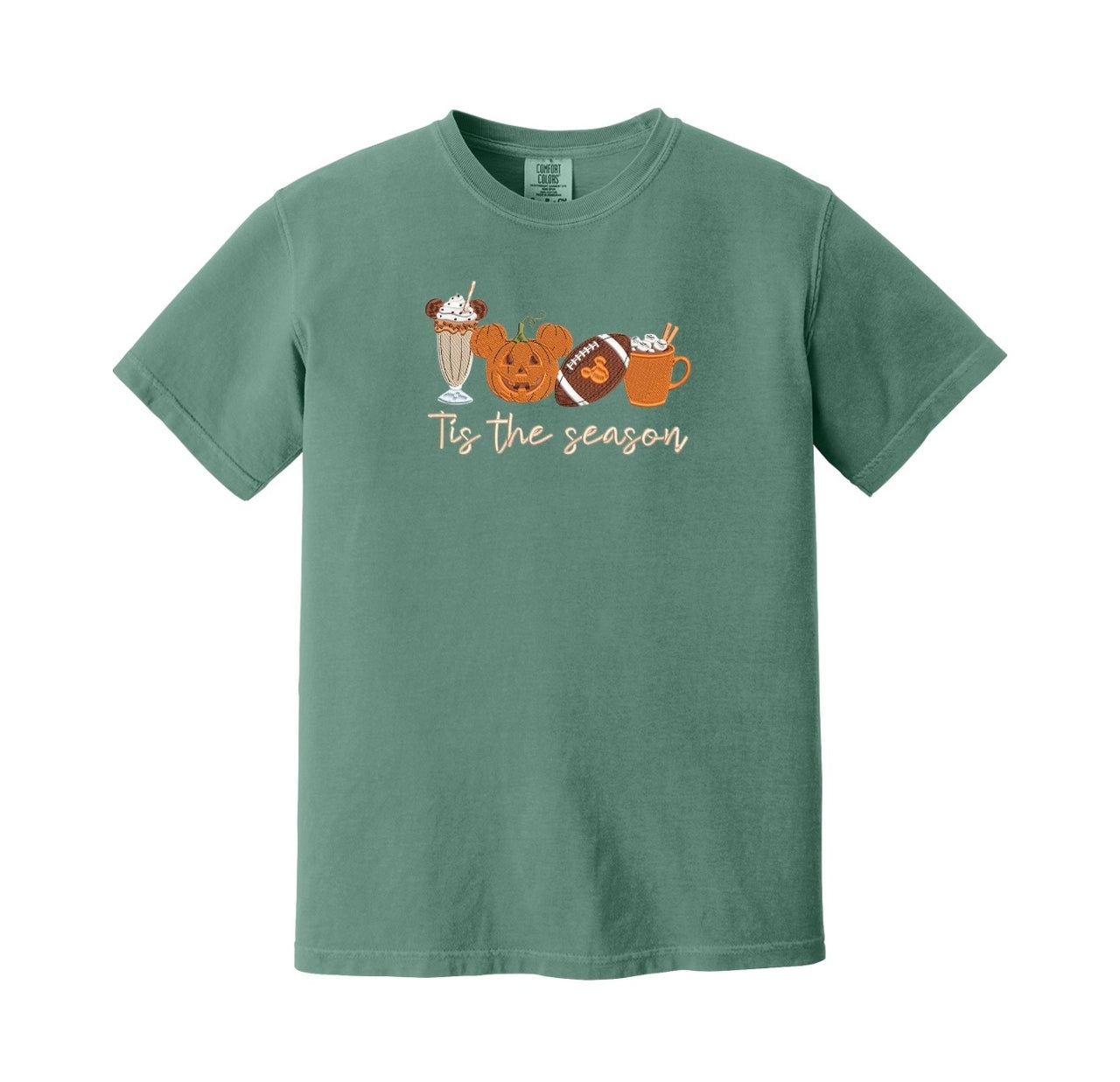 Embroidered Tis The Season Light Green Tee (Pre-Order)