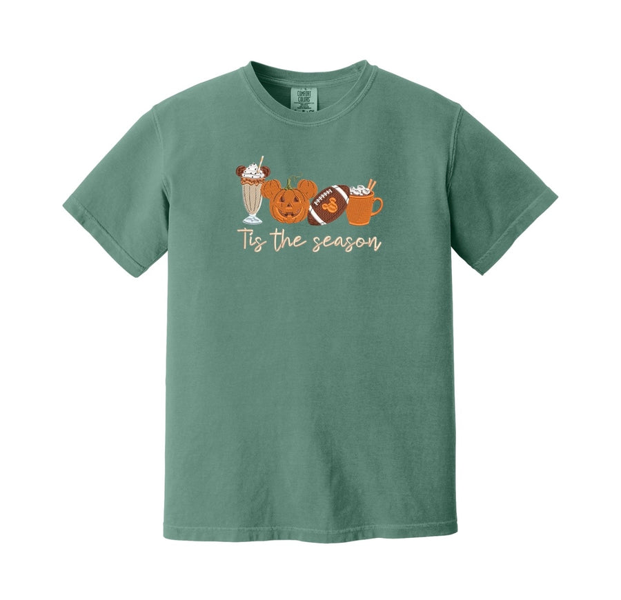 Embroidered Tis The Season Light Green Tee (Pre-Order)