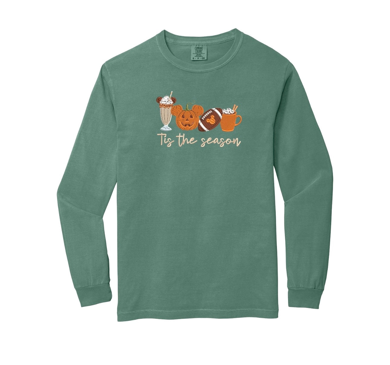 Long Sleeves- Embroidered Tis The Season Light Green (Pre-Order)