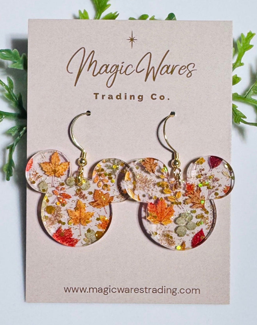 Dangle Mouse Pressed Leaves Fall Earrings (Pre-Order )