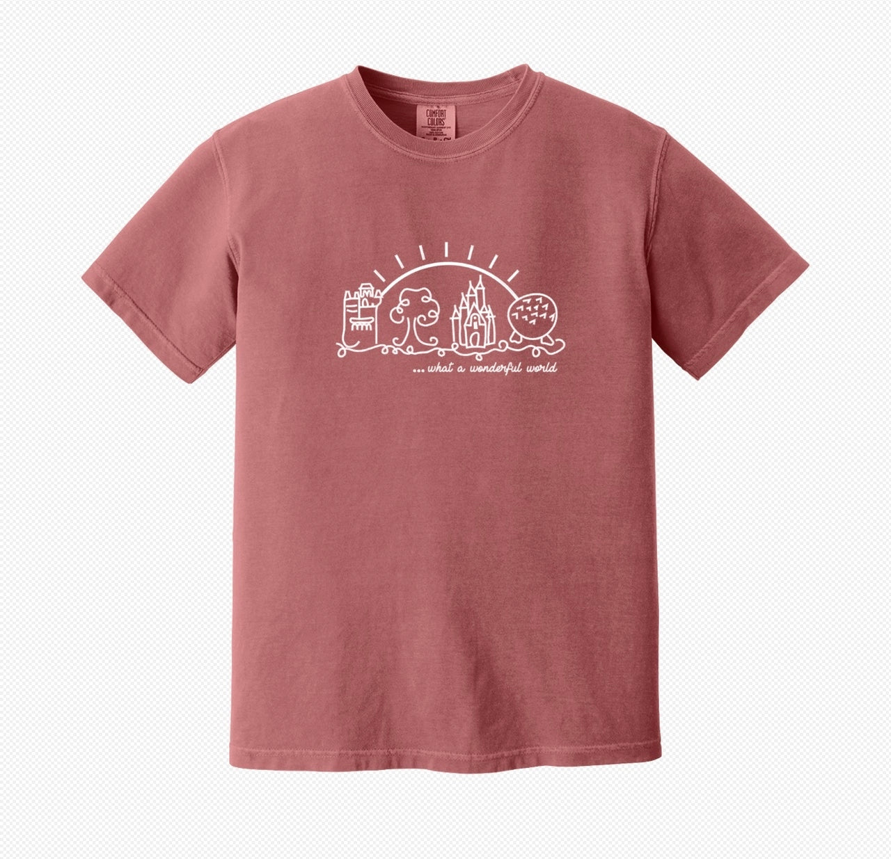 Crimson Embroidered What A Wonderful World Tee  (pre-order)