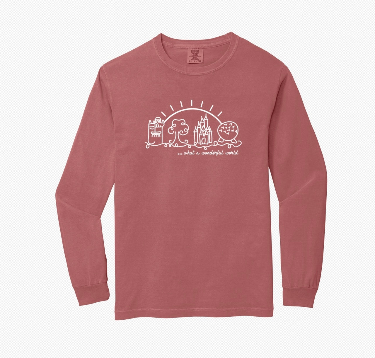 Crimson Long Sleeve- Embroidered What A Wonderful World (Pre-Order)