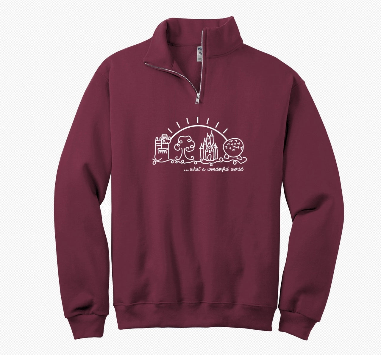 Maroon Quarter Zip What A Wonderful World Embroidered  (Pre-Order)